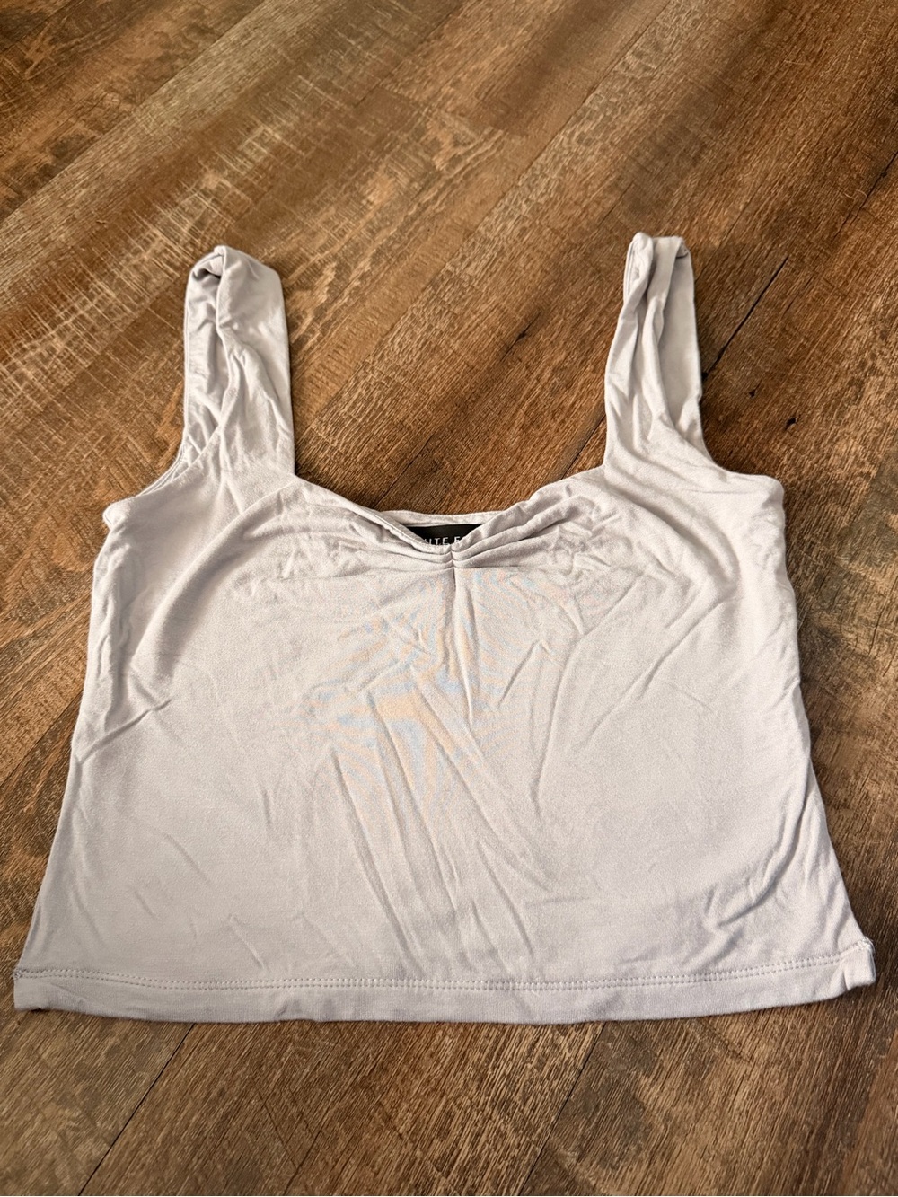 White Fox Boutique Medium Gray Twist Back Crop Tank Top Modal Stretch Y2K